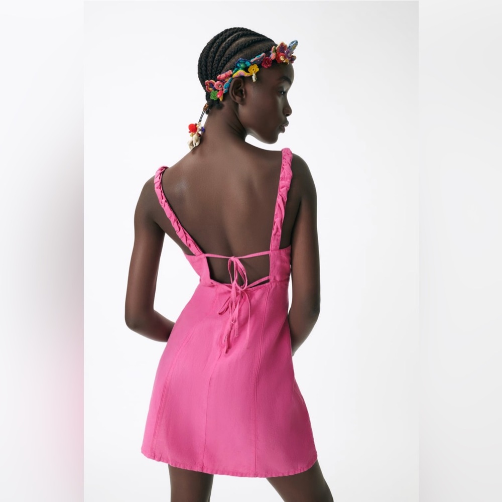 ZAR Linen Blend Faded Pink Mini Dress